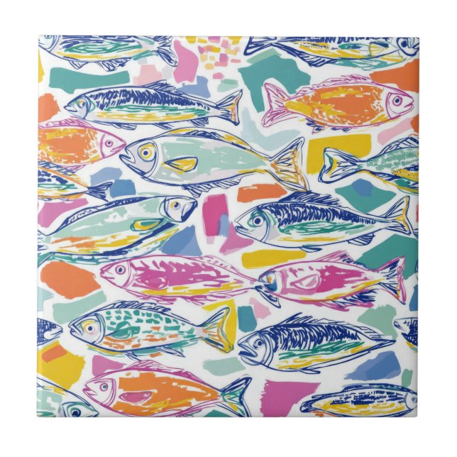 Carreau Sardines Colorés Motif Sans Couture (2) (Devant)