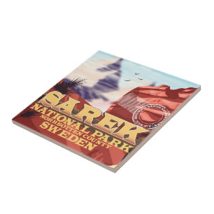 Carreau Sarek National Park Suède affiche de voyage vintag