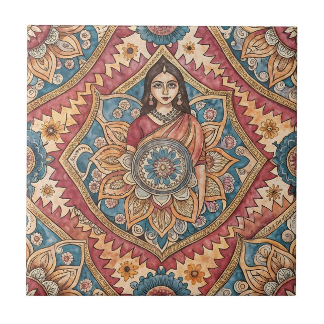 Carreau Sari indienne femme sans couture motif (Devant)