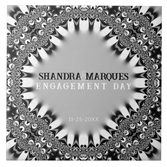 Carreau Satin Tribal + Fiançailles Argent Keepsaké Cadeau (Devant)