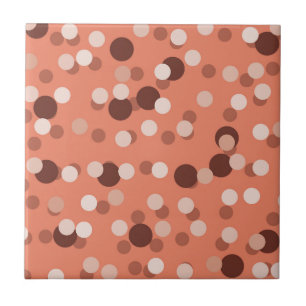 Carreau saumon, rose, rouge foncé et pois roses