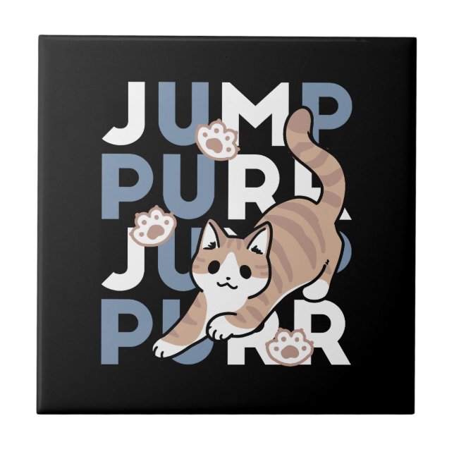 Carreau Sauter Purr Jump : Conception de chat joueuse avec (Devant)
