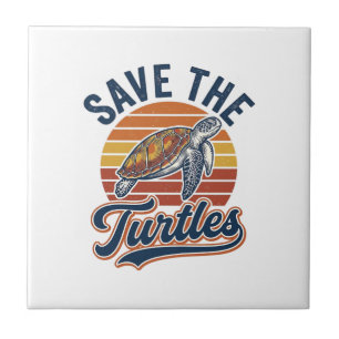 Carreau Sauver les tortues Design de T-Shirt de Tortue de