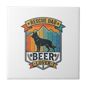 Carreau Sauver Papa Amateur de Bière Chien Vintage Sunset_