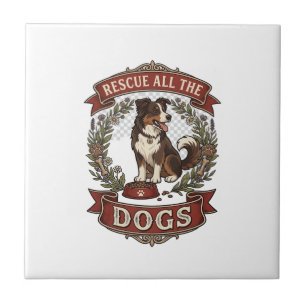 Carreau Sauver tous les chiens Couronne florale ruban pour