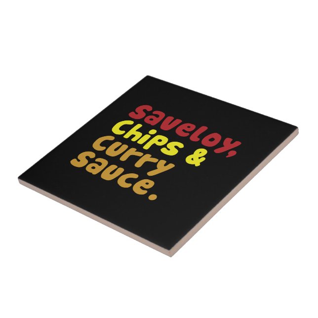 Carreau Saveloy, chips & Curry Sauce. (Côté)