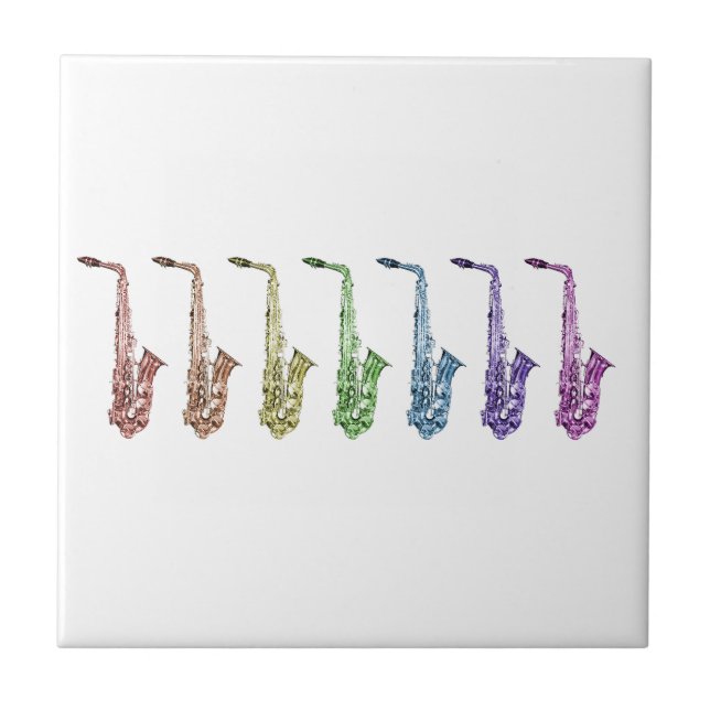 Carreau Saxophone Arc-en-Ciel Jazz Coloré (Devant)