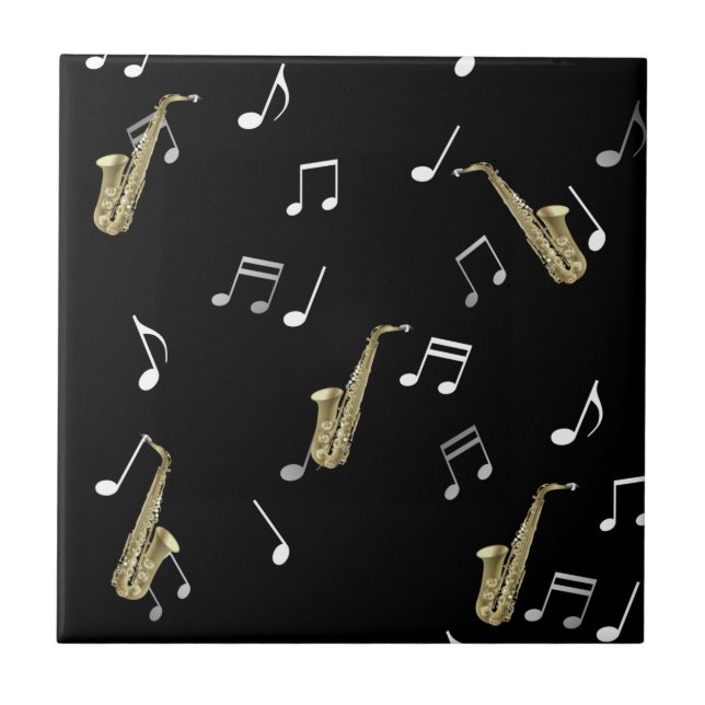 Carreau Saxophone Jazzy et Notes de Musique (Devant)