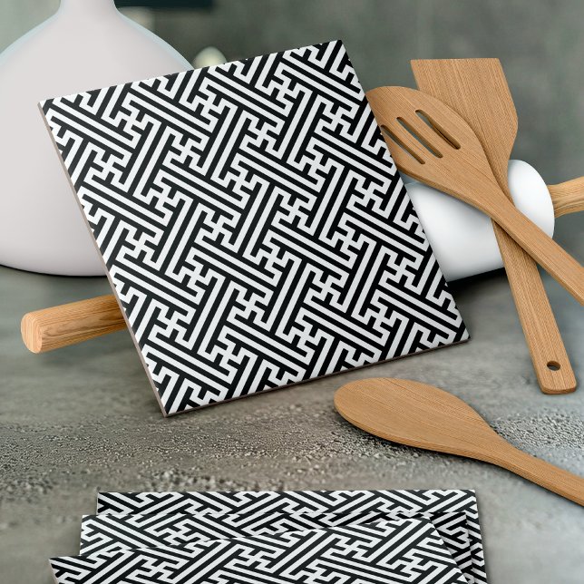 Carreau Sayagata motif, japonais, noir et blanc (Créateur téléchargé)