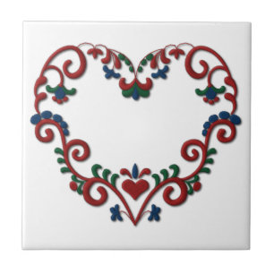 Carreau Scandinave suédois de coeur de Rosemaling de