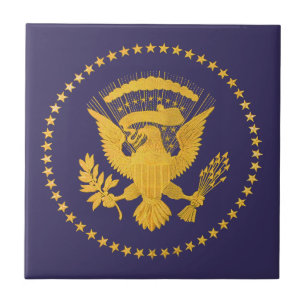 Carreau Sceau présidentiel d'or sur le sol bleu