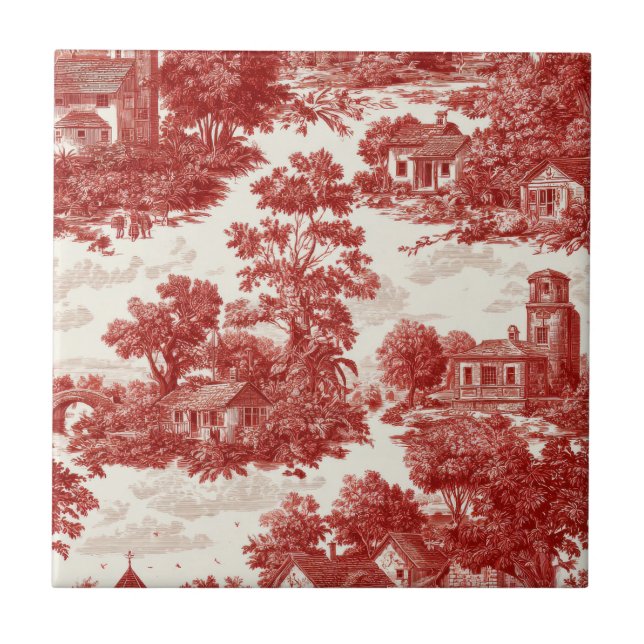Carreau Scène de campagne Toile Rouge (8) (Devant)