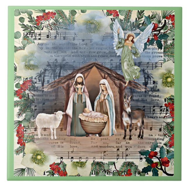 Carreau Scène de la Nativité, Joy to the World, (Devant)