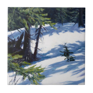 Carreau Scène de neige de montagne ensoleillée du Colorado