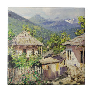 Carreau Scène de village par Dubovskoy, 1911