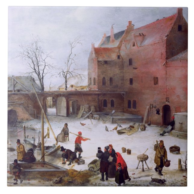 Carreau Scène D'Hiver. Cadeau de Noël en beaux-arts (Devant)