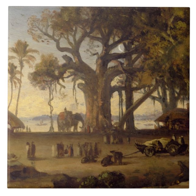 Carreau Scène éclairée par la lune d'amon indien de (Devant)