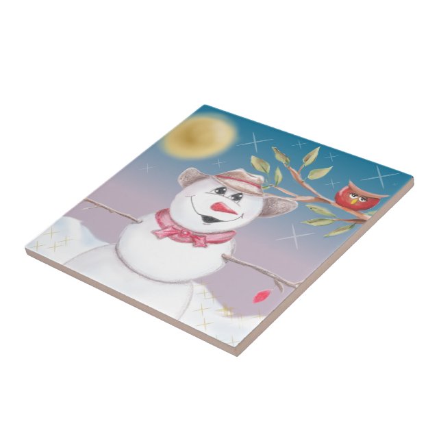 Carreau Scène hivernale de la Chouette et du Snowman (Côté)