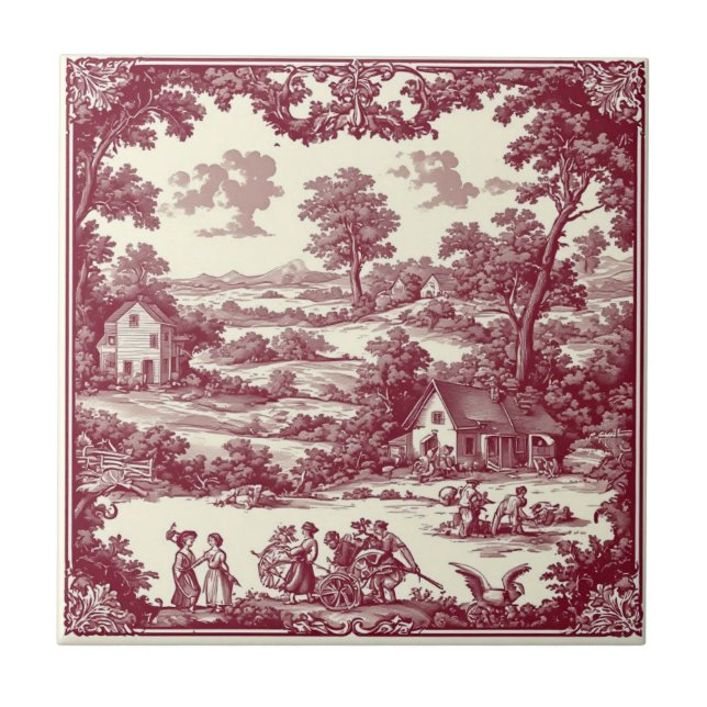 Carreau Scène pastorale de campagne française rustique Bou (Devant)