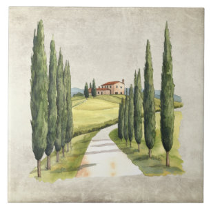 Carreau Scène rustique vintage toscane italienne aquarelle