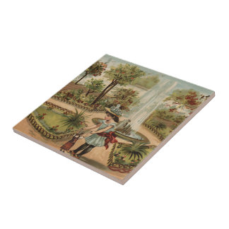 Carreau Scène vintage de jardin de pays de style