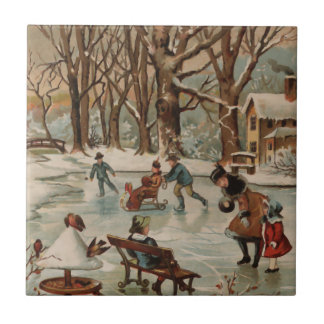 Carreau Scène vintage de Noël de style