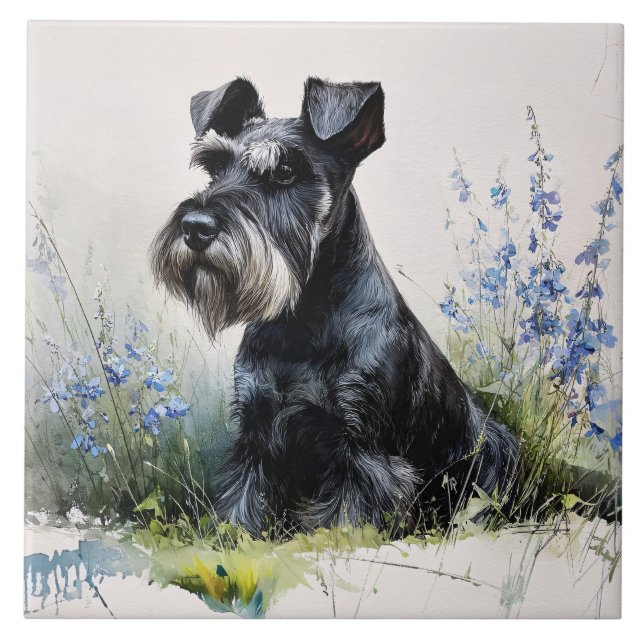 Carreau Schnauzer aquarelle (Devant)