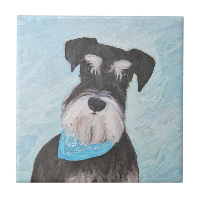 Carreau Schnauzer (Miniature) Peinture - Chien original mi (Devant)