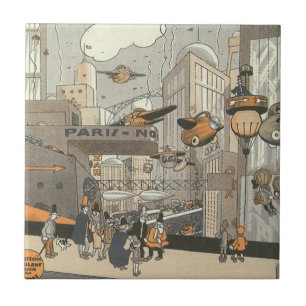 Carreau Science-fiction urbaine vintage Paris, Steampunk