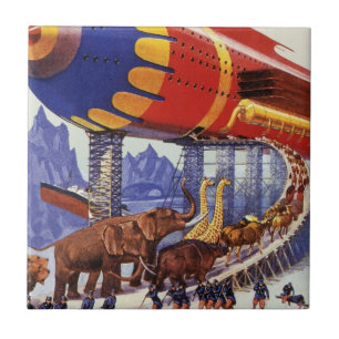 Carreau Science-fiction vintage, animaux sauvages de Noah'