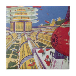 Carreau Science-fiction vintage, New York City futuriste
