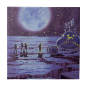 Carreau Science-fiction vintage Rover terrestre Aliens sur