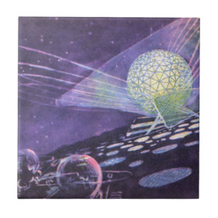 Carreau Science-fiction vintage, un globe lumineux avec de