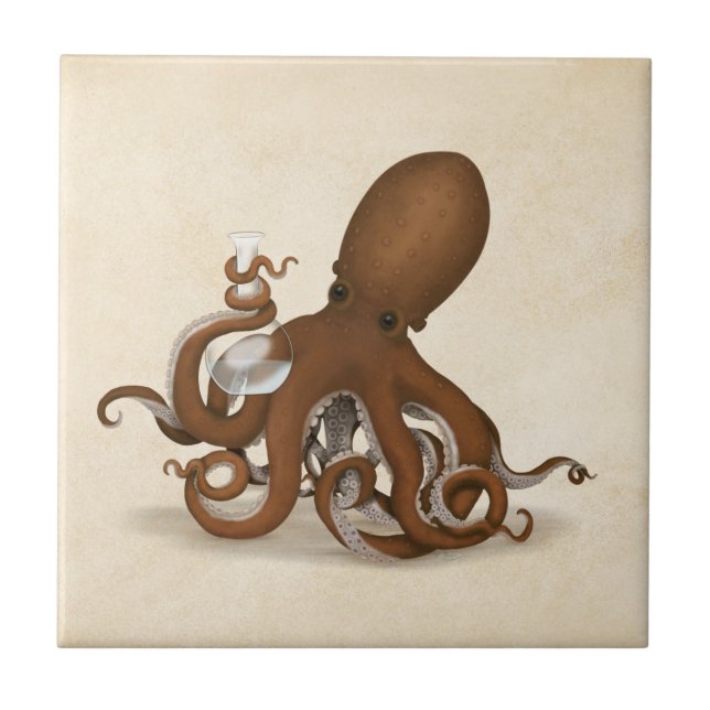 Carreau Sciences de la Chimie de l'Octopus Tenir une fiole (Devant)
