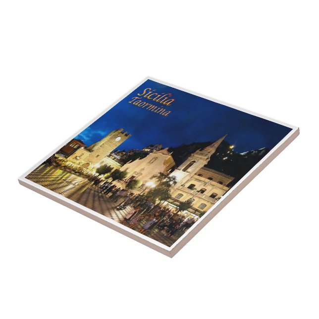 Carreau SCL061 TAORMINA de nuit, Sicile, Italie, (Côté)