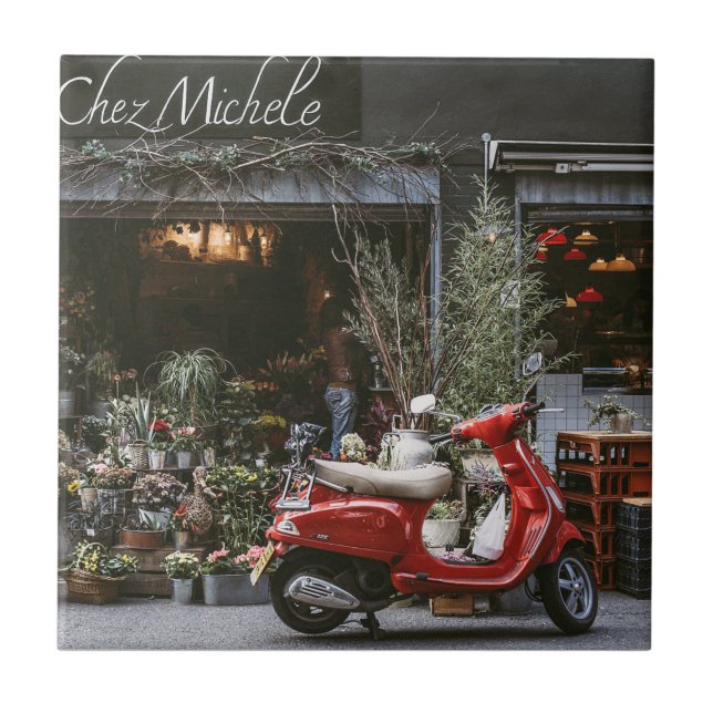 Carreau Scooter rouge vintage (Devant)