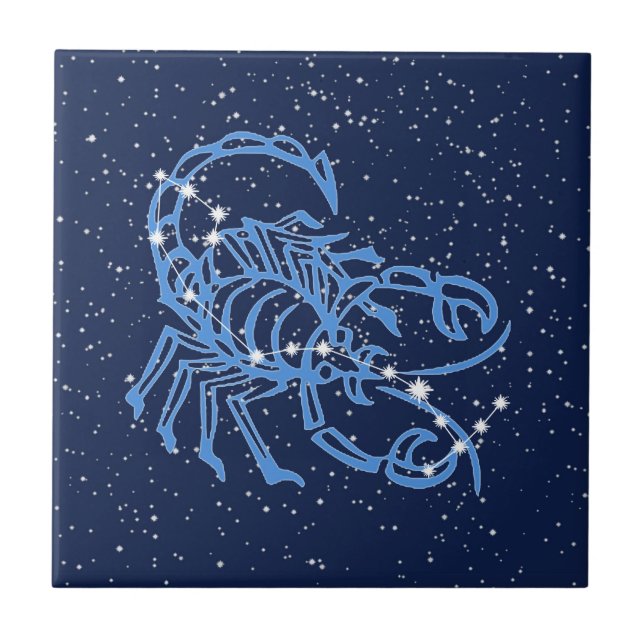 Carreau Scorpio Constellation et signe solaire avec étoile (Devant)