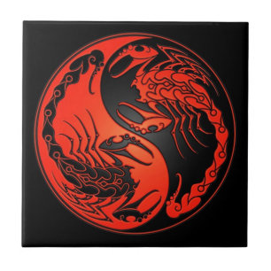 Carreau Scorpions rouges et noirs de Yin Yang