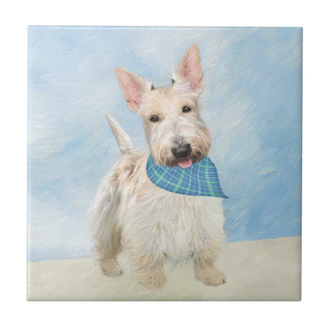 Carreau Scottish Terrier Wheaten Dog Painting Art original (Devant)