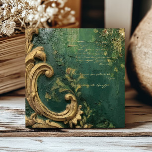 Carreau Script en or vert Emeraude vintage