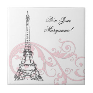 Carreau Scrolls et Tour Eiffel - Rose