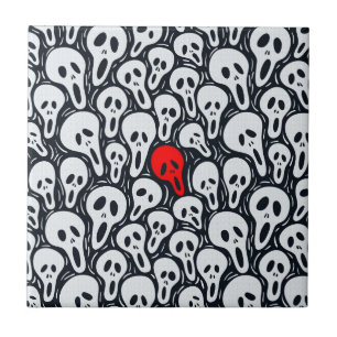 Carreau Sculls Noir & Blanc Touche Motif De Rouge