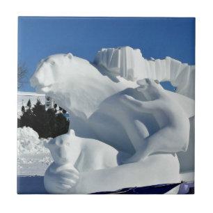Carreau Sculpture de neige à l'ours polaire, Québec, Canad