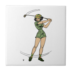 Carreau Se réchauffer pour Golf Lady Golfer