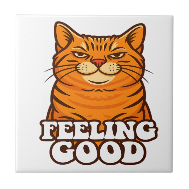 Carreau Se sentir bien chat cool (Devant)