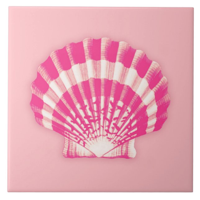 Carreau Sea Shell - fuchsia rose et blanc (Devant)