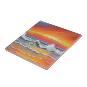 Carreau Sea Sunset Ceramic Tile Waves