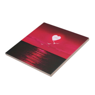Carreau Sea Sunset Love Carrelage en céramique Coeur roman