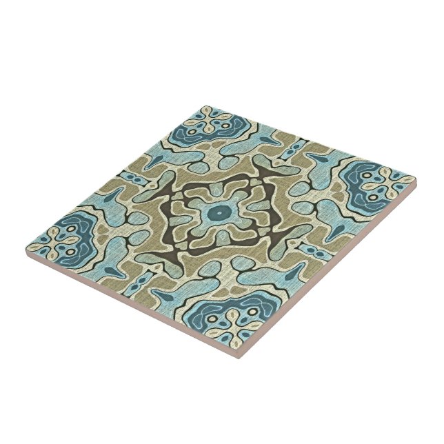 Carreau Seafoam Green Turquoise Blue Ochre Ethnic Tribu Ar (Côté)