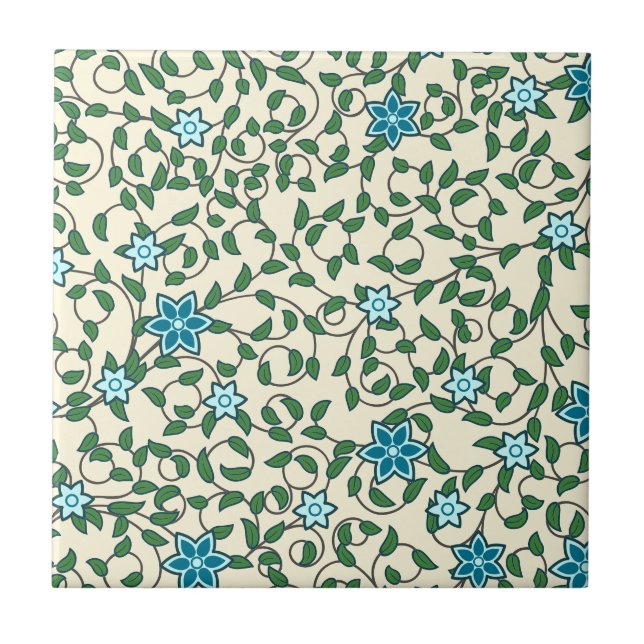 Carreau Seamless floral pattern on beige background (Devant)